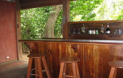 Rustic wooden eco-cabin in the tropical jungle forest